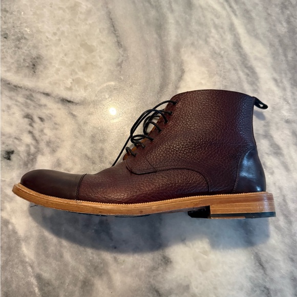 TAFT Jack Boot Burgundy Pebble Grain Leather - Size 46 (US 13) - Picture 2 of 6